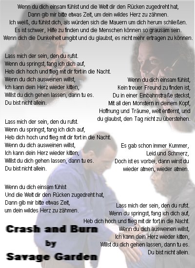 Crash and Burn, by Savage Garden